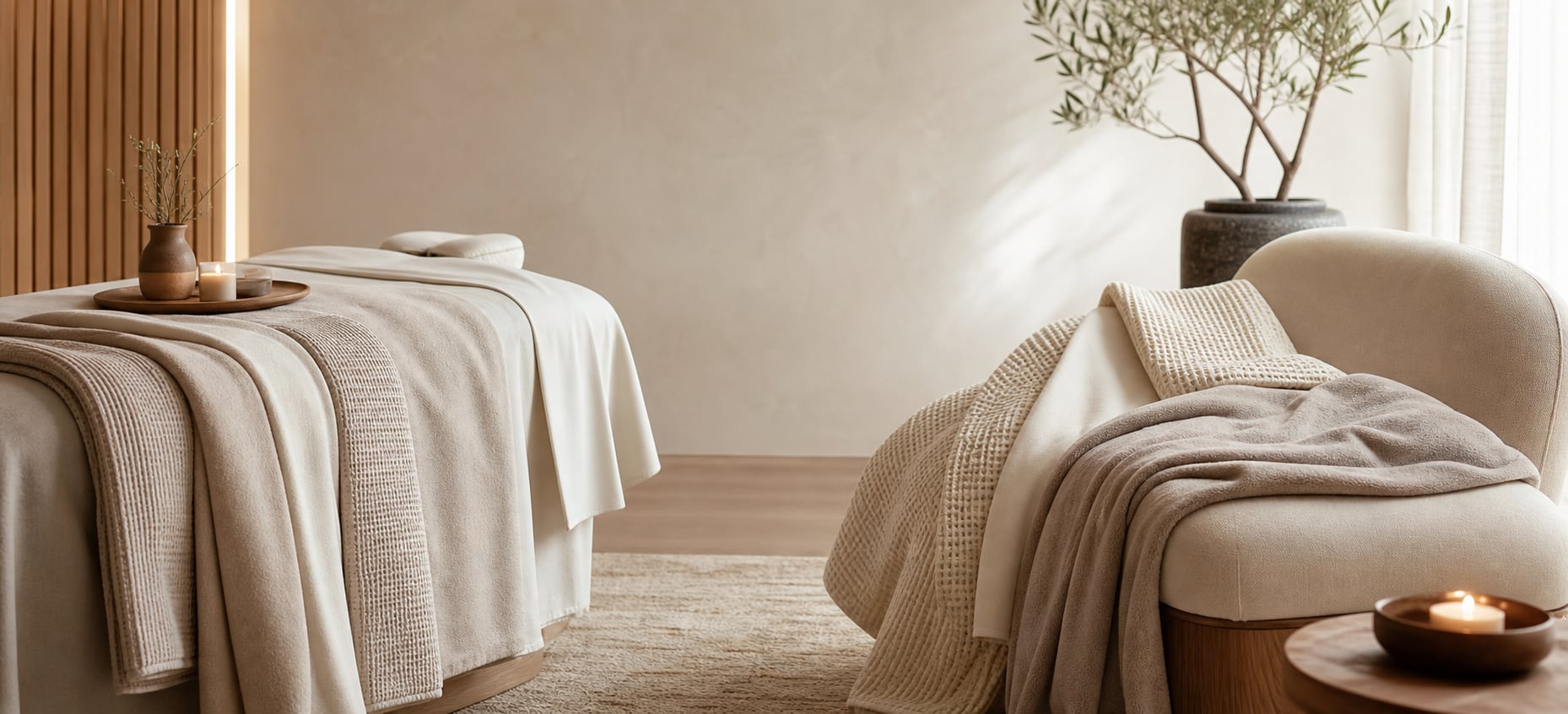Spa Blankets prepared for professional wellness hospitality use